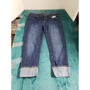 Gap Jeans Size 8 Womens Blue Denim Stretch Pants Mid Rise Straight Cuffed